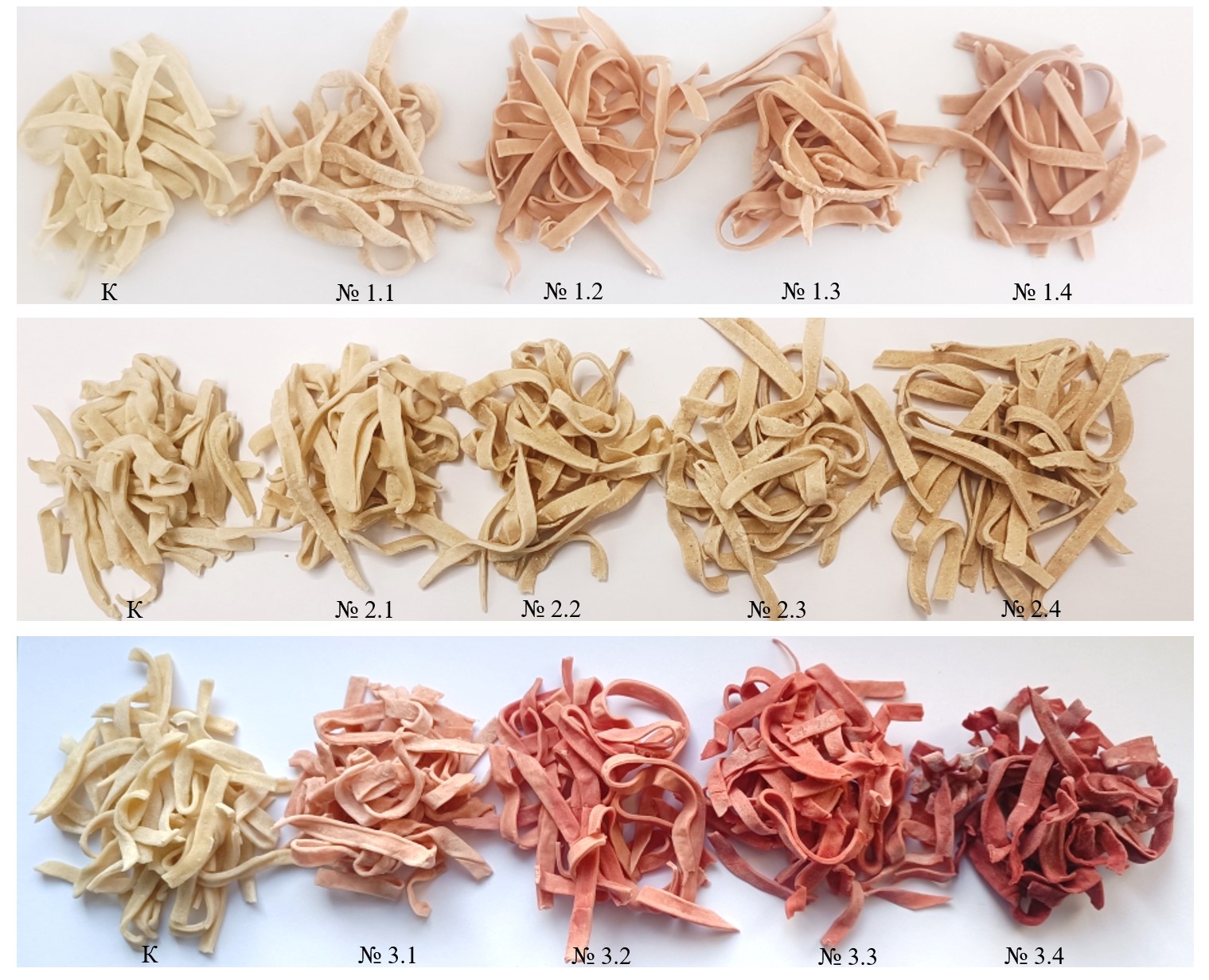 Образцы высушенной лапши феттучине