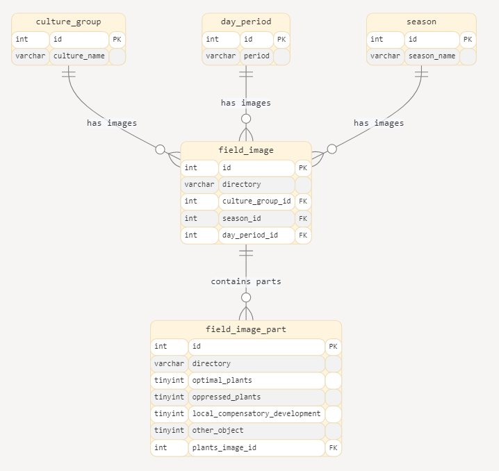 Концептуальная модель базы данных хранения исходных и аннотированных изображений