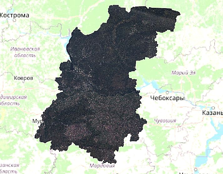 Космический снимок LANDSAT Нижегородской области на карте NextGIS (2025)